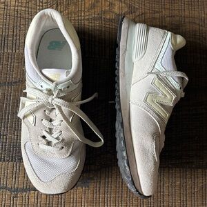 New Balance 574 Women’s 5 Nimbus Cloud + Summer Fog Sneakers, 9